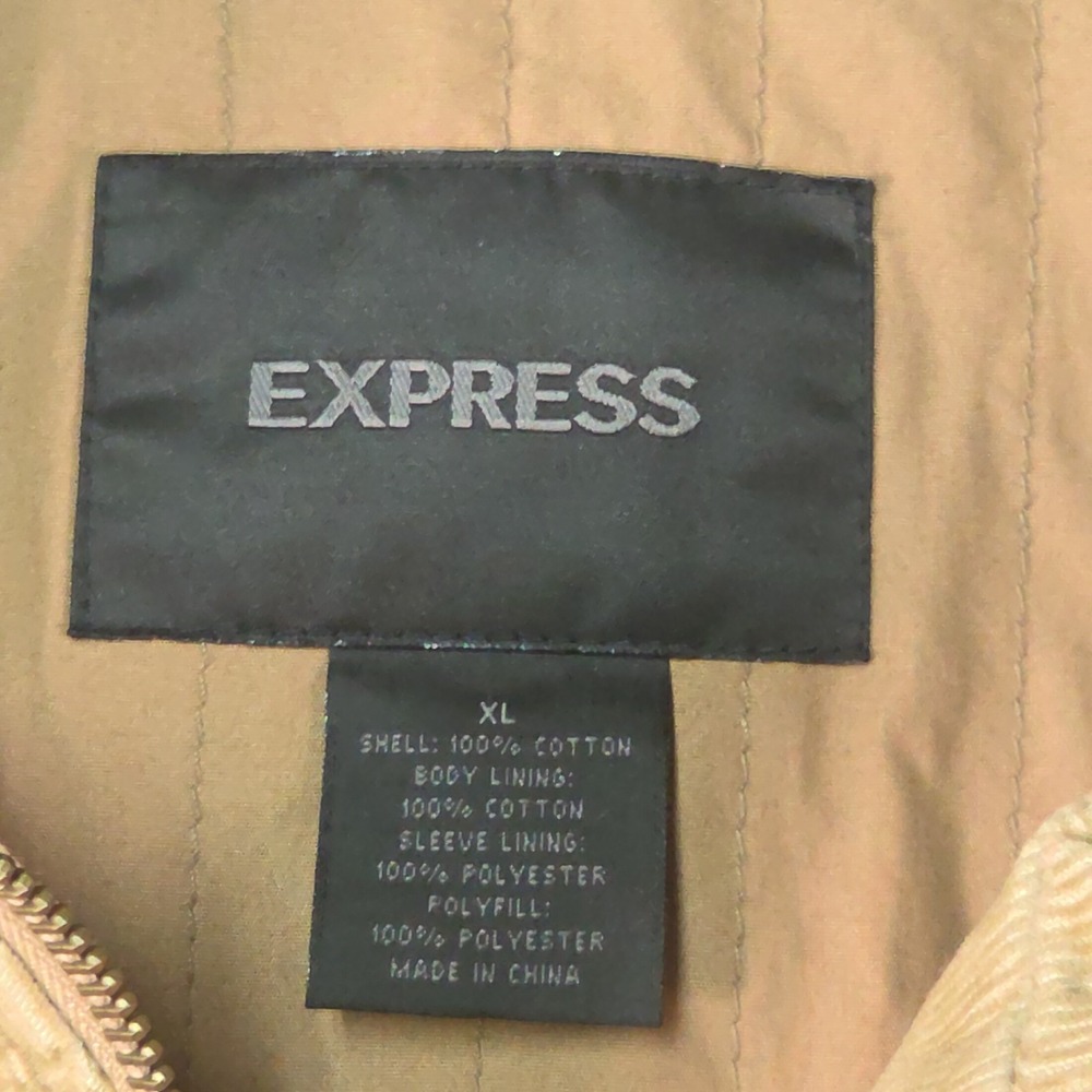Express Field Jacket Mens XL Beige Y2K Utility Safari Corduroy M-65 Gorpcore - Picture 4 of 15